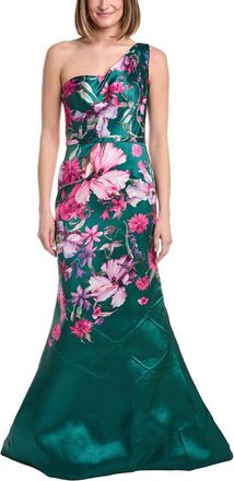 Rene Ruiz One Shoulder Printed Mikado Gown