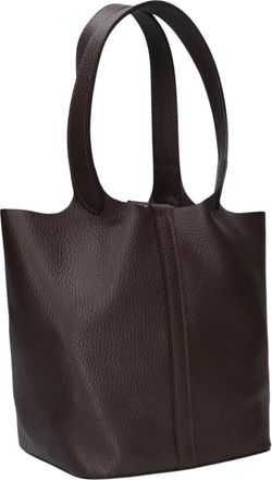 Notre-V Tassen, Dames, Bruin, ONE Size, Wol, Bruine leren schoudertas Amy