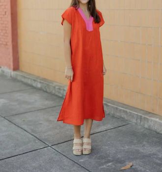 Compa&ntilde;&iacute;afant&aacute;stica Cotton Beach Kaftan In Red/pink