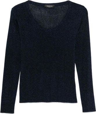 Fabiana Filippi Truien & Vesten, Dames, Blauw, S, Scoop-neck Sweater