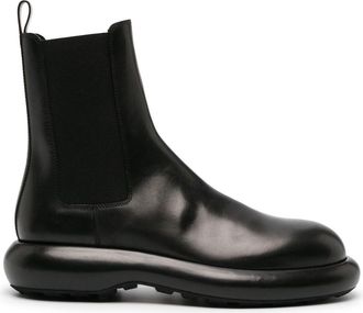 Jil Sander round-toe leather ankle boots - men - Calf Leather/Rubber/Ovine Leather (top grain)/Fabric/Fabric - 40 - Black
