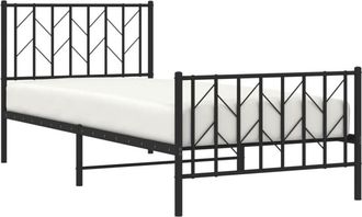 vidaXL Metal Bed Frame without Mattress with Footboard Black 90x190cm vidaXL