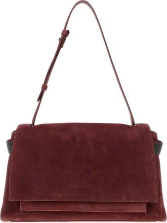Brunello Cucinelli Burgundy Monili-embellished Medium Shoulder Bag
