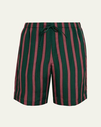 Dries Van Noten Mens Striped Viscose-Silk Drawstring Shorts