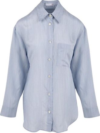 Douuod Clear Blue Colibri Shirt - Dames - Overhemden - Blauw - M - Overhemden