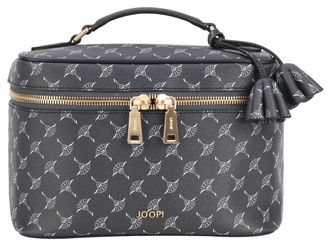 Joop Kosmetiktasche JOOP cortina 1.0 flora washbag mhz, Damen, Gr. B/H/T: 24cm x 17cm x 13cm, blau (schwarz navy), Lederimitat, bedruckt, Taschen Kosmetikt