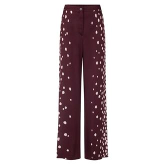 Marc Cain Warri Wijde Broek - Dames - Broeken - Paars - Maat: L Viscose