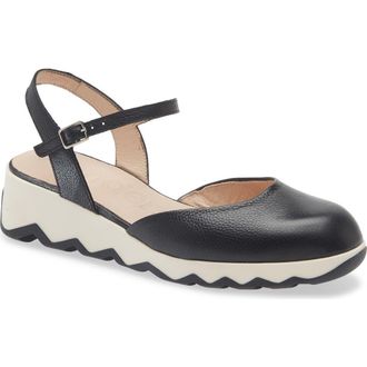 Wonders Ankle Strap Platform Ballet Pump in Wild Black at Nordstrom, Size 9.5-10Us