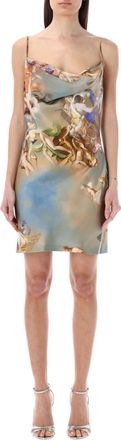 Balmain Multicolor Graphic Cowl Neck Mini Dress