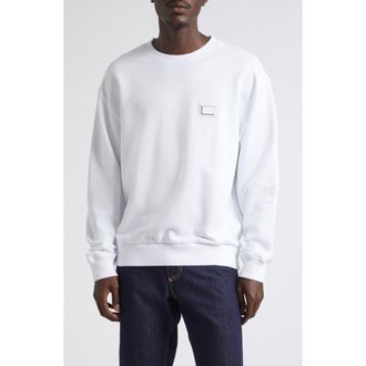Dolce & Gabbana Logo Plate Cotton Sweatshirt in Bianco Ottico at Nordstrom, Size 54