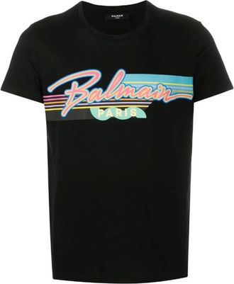 Balmain T-Shirts, male, Black, L, Retro Logo T-Shirt