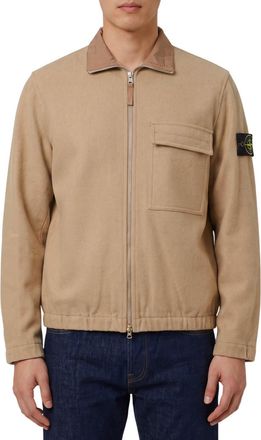 Stone Island Beige Solid Shirt Jacket