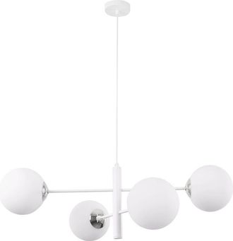 OEM L&aacute;mpara Colgante Vicenza Cromada Blanca 4 Pantallas Planas Blancas E14