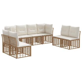 vidaXL Conjunto De Sof&aacute;s De Exterior Natural Poli&eacute;ster Vidaxl