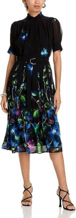 Gracia Floral Belted Maxi Dress In Black