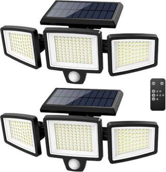 OEM Luces Solares Para Exteriores De 2500 Lm, 210 Luces Led De Seguridad Con Control Remoto, 3 Cabezales Con Detecci&oacute;n De Movimiento, Clasificaci&oacute;n De Imp