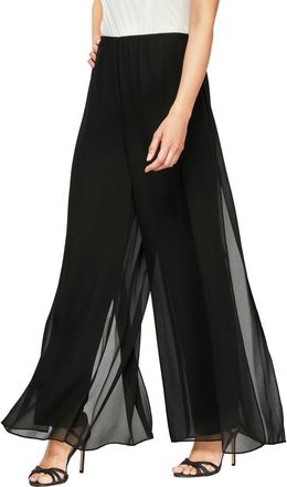 Alex Evenings Gauzy Wide Leg Pants in Black at Nordstrom, Size X-Large P