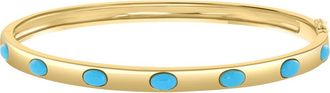 Effy Gold Plated Silver Bezel Set Turquoise Bangle in Sterling Silvergold Plated at Nordstrom, Size 7