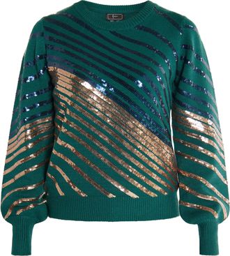 Faina Gebreide trui Dames Smaragdgroen