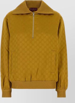 Gucci viscose blend polo shirt ribbed cuffs pockets