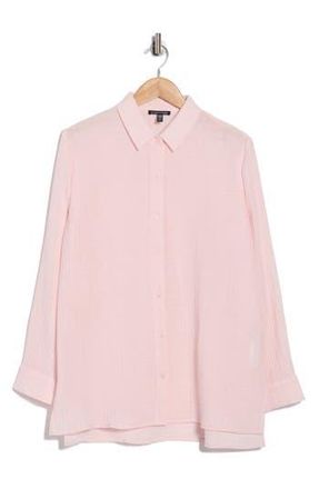 Eileen Fisher Easy Classic Organic Cotton Button-Up Shirt in Crisp Pink at Nordstrom Rack, Size Xx-Small
