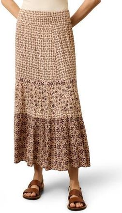 Faherty Woodstock Floral Print Tiered Maxi Skirt in Sunrise Azulejos Mixed Print at Nordstrom Rack, Size Large