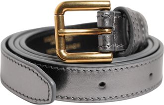 Dolce & Gabbana Silver Logo Engraved Metal Waist Buckle Womens Belt