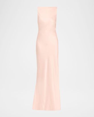 Jason Wu Boat-Neck Cowl Backless Crepe Back Satin Gown