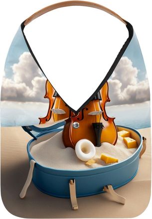 Generic Violin Cheese Pattern Reusable Lightweight Grocery Bags - Foldable Into Compact Pouch, Washable & Sturdy, Multipurpose for Shopping and Travel