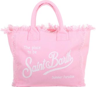 MC2 Saint Barth Fringed Cotton Canvas Tote Bag with Logo Detail