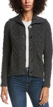 Forté Cashmere Wool & Cashmere-Blend Luxe Cable Cardigan