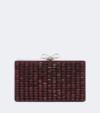 Self Portrait Clutch in raso con cristalli