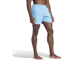 adidas Solid CLX Short-Length Swim Shorts Mens Swimwear Blue Burst/White : XL, Polyester
