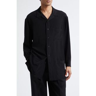 Yohji Yamamoto Oversize Button-Up Shirt in Black at Nordstrom, Size 2
