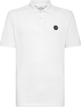 Philipp Plein Polo Shirt SS Gothic Plein - Heren - Polos - Wit - 4XL - Katoen - Tops