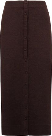 Victoria Beckham Button Detail Gebreide Midi Rok - Dames - Midirokken - Bruin - M - Rokken