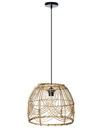 Beliani L&aacute;mpara colgante Rat&aacute;n Natural