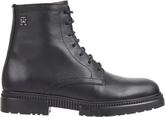 Tommy Hilfiger Thermo Enkellaarsjes met Profielzool - Heren - Veterlaarzen - Zwart - 46 EU - Leer - Schoenen