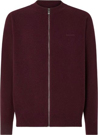 Ferrari Burgundy Wool Cashmere Zip-Up Sweater