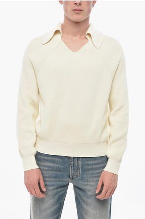 Bottega Veneta Ribbed V-Neck Cotton-Blend Sweater size M