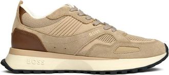 HUGO BOSS Mens Jonah Runn Trainers - Natural Suede - Size UK 11
