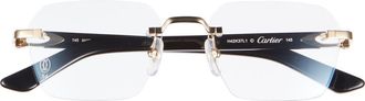 Cartier 54mm Rectangular Optical Glasses in Gold at Nordstrom