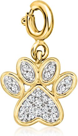 Ross-Simons Diamond Paw Print Charm in 18kt Gold Over Sterling