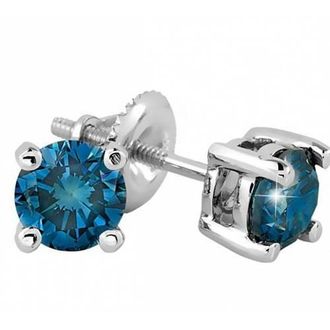 Pompeii3 2 1/10ct Blue Diamond Studs 14K White Gold