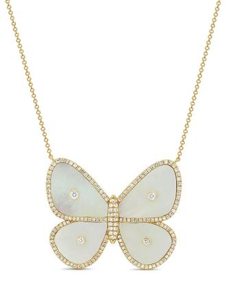 Sabrina Designs 14K 0.35 ct. tw. Diamond & Pearl Butterfly Necklace