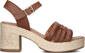 Notre-V Schoenen, Dames, Bruin, 41 EU, Leer, Sandalen met blokhak As-2000