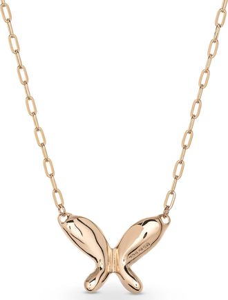 UNOde50 18K Gold Plated Metal Alloy Necklace With Small Link Chain And Medium Size Center Butterfly
