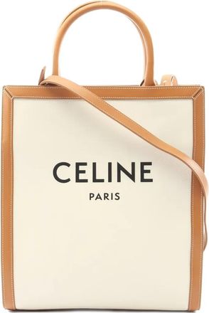Celine 2010s small Hippopotamus canvas leather tote bag - Neutrals