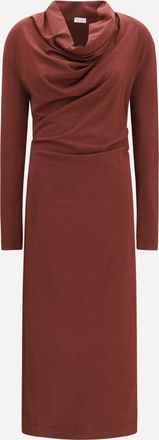 Brunello Cucinelli Techno wool jersey Draped Dress with monili Female XS