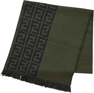 Fendi Pre-owned Wollen Sjaal - unisex - Vintage Accessoires - Groen - ONE Size - Wol - Vintage